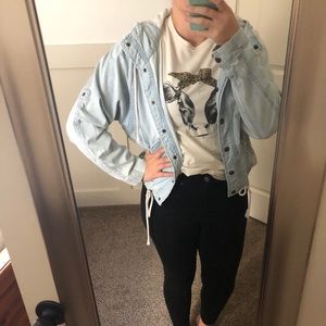 Oversized denim hooded jacket